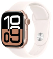 Умные часы Apple Watch Series 10 42 мм (алюминиевый корпус, розовое золото/легкие румяна, спортивный силиконовый ремешок S/M)