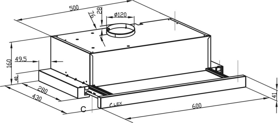 Вытяжка LEX Hide G 600 (белый)