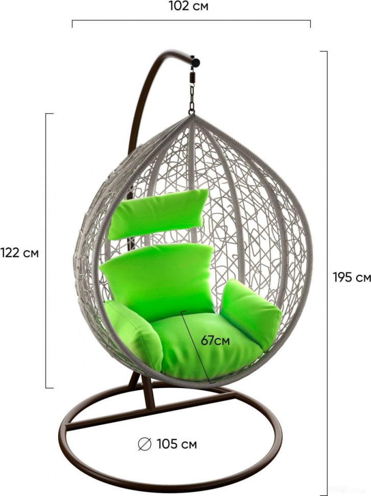 Подвесное кресло LoftyHome Noni 1147 (grey spots/green)