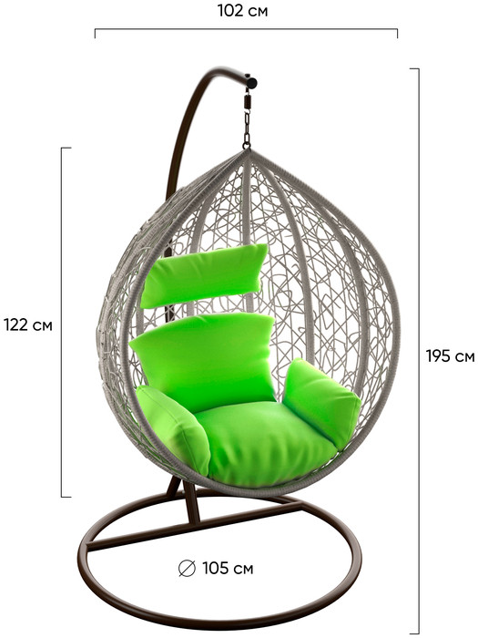 Подвесное кресло LoftyHome Noni 1147 (grey spots/green)