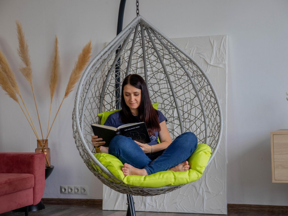 Подвесное кресло LoftyHome Noni 1147 (grey spots/green)