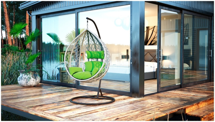 Подвесное кресло LoftyHome Noni 1147 (grey spots/green)