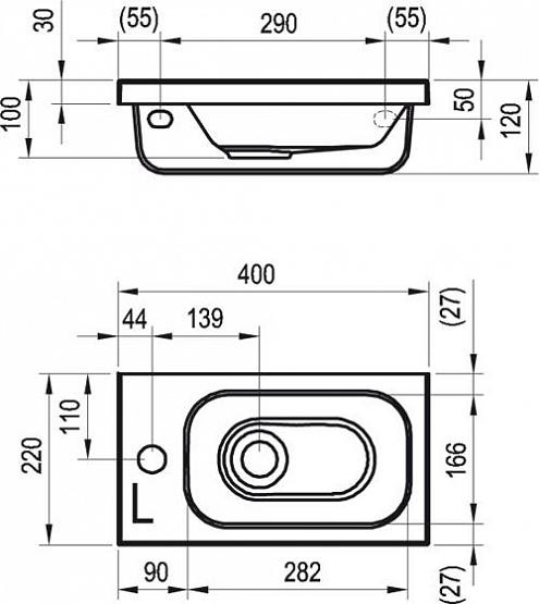 Умывальник Ravak Chrome 400 левый 40x22 [XJGL1100000]