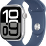 Умные часы Apple Watch Series 10 46 мм (алюминиевый корпус, серебристый/синий, спортивный силиконовый ремешок S/M)
