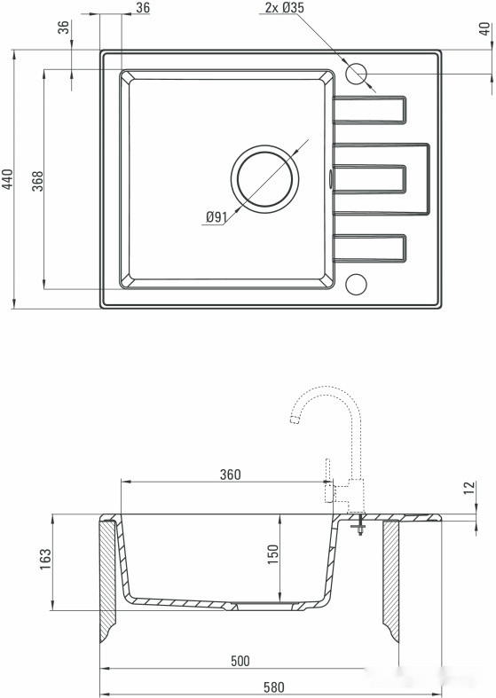Кухонная мойка Deante Lima ZRL 211A (графитовый)