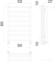 Полотенцесушитель Terminus Хендрикс П8 500x800 нп (хром)