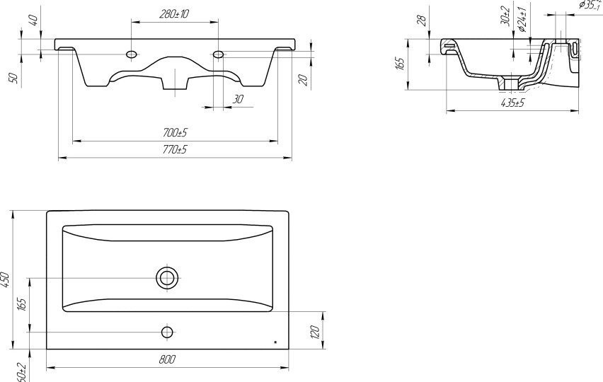 Умывальник Cersanit Como 80 S-UM-COM80/1-w + 63034