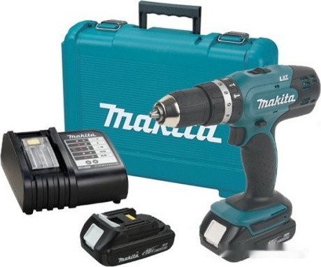Ударная дрель-шуруповерт Makita DHP453SYE (с 2-мя АКБ, кейс)
