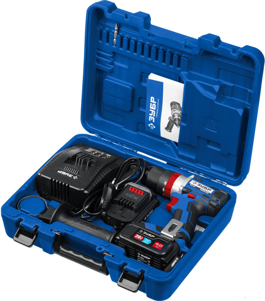 Ударная дрель-шуруповерт ЗУБР Профессионал DBS-201-42 (с 2-мя АКБ 4 Ач, кейс)