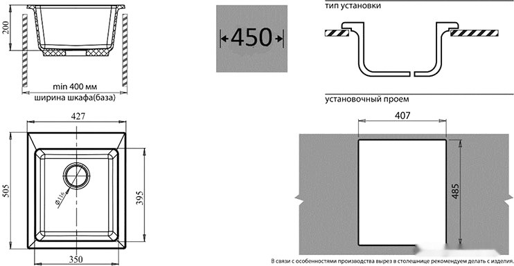Кухонная мойка GranFest Practic GF-P505 (графит)