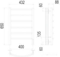 Полотенцесушитель Terminus Классик П6 400x650 электро (хром)
