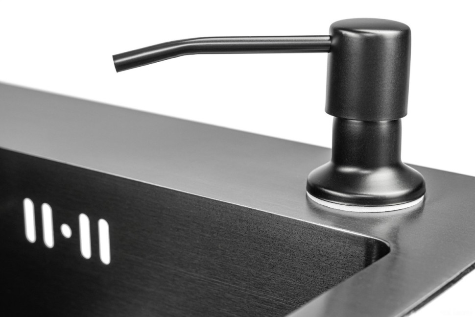 Кухонная мойка Saniteco 6045 Nano (с сифоном, дозатором и коландером)