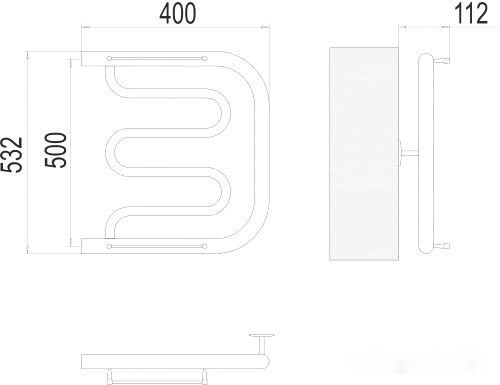 Полотенцесушитель Terminus Фокстрот 1" 500x400 бп (хром)