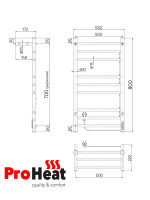 Полотенцесушитель ProHeat Line 50x80 (с полкой)