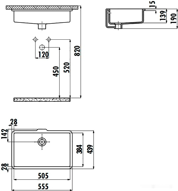 Умывальник Creavit TP 51x38 TP738-00CB00E-0000