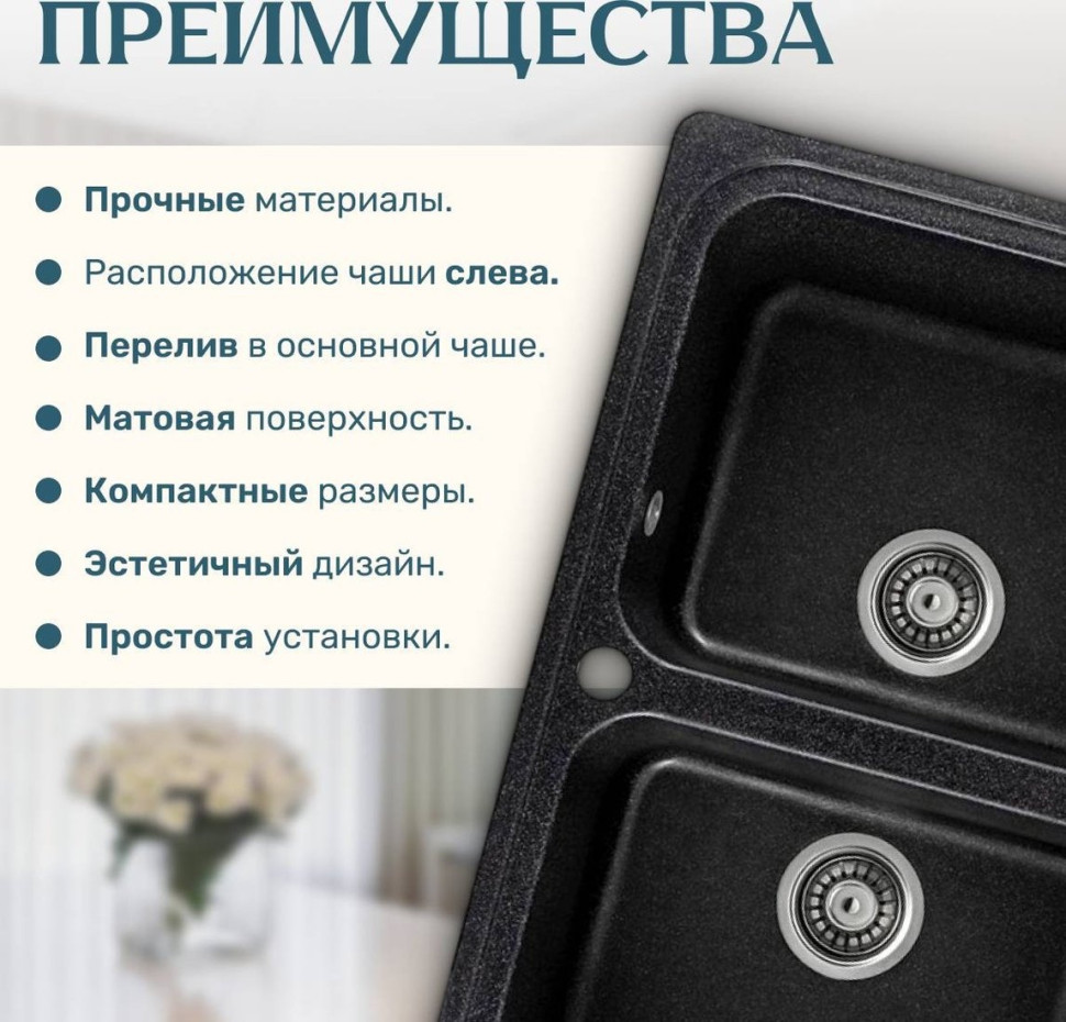 Кухонная мойка Saniteco Vetus (черный)