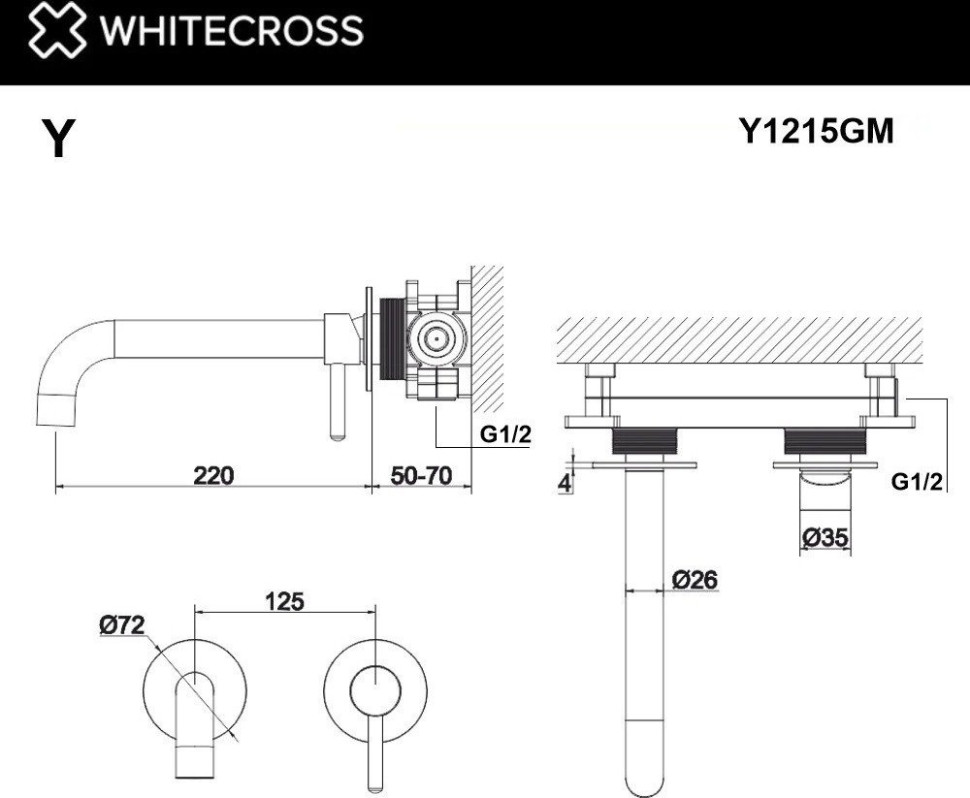 Смеситель Whitecross Y Y1215GM (оружейная сталь)
