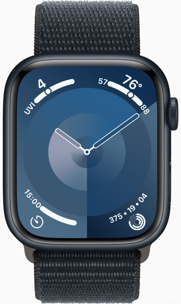 Умные часы Apple Watch Series 9 41 мм (алюминиевый корпус, полуночный/полуночный, нейлоновый ремешок)