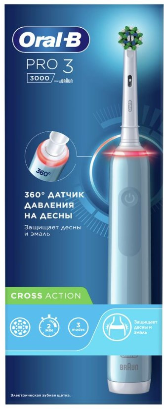Электрическая зубная щетка Oral-B Pro 3 3000 Cross Action D505.513.3 (голубой)