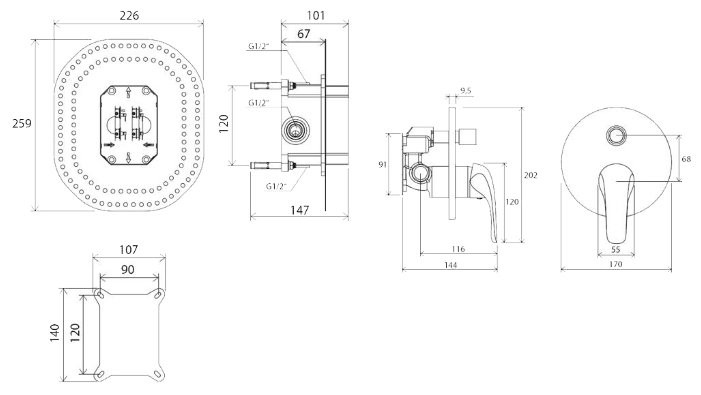 Смеситель Ravak Rosa RS 065.00 + R-box