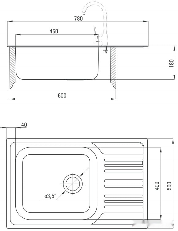 Кухонная мойка Deante Xylo ZEX 311B (оформление)