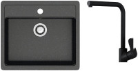 Кухонная мойка Berge BR-5750 + смеситель AM.PM Like Like F8005022 (черный)