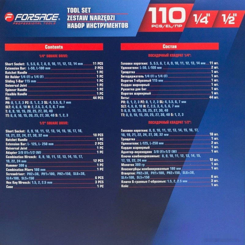 Набор домашнего мастера Forsage F-41101-5 (110 предметов)