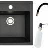Кухонная мойка БелЭворс Rio + смеситель W74004-2 + дозатор L405F (черный)