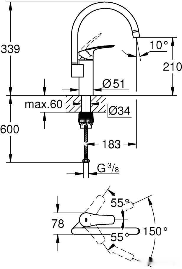 Смеситель Grohe Eurosmart 33202003