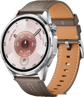 Умные часы Huawei Watch GT 6 46 мм (серебристый, с коричневым кожаным ремешком, международная версия)