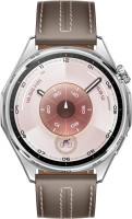 Умные часы Huawei Watch GT 6 46 мм (серебристый, с коричневым кожаным ремешком, международная версия)
