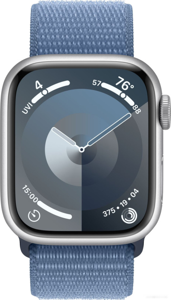 Умные часы Apple Watch Series 9 41 мм (алюминиевый корпус, серебристый/зимний синий, нейлоновый ремешок)