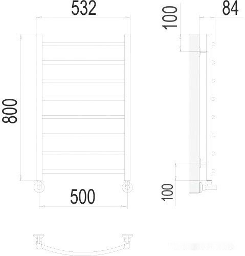 Полотенцесушитель Terminus Классик П8 500x800 нп (хром)