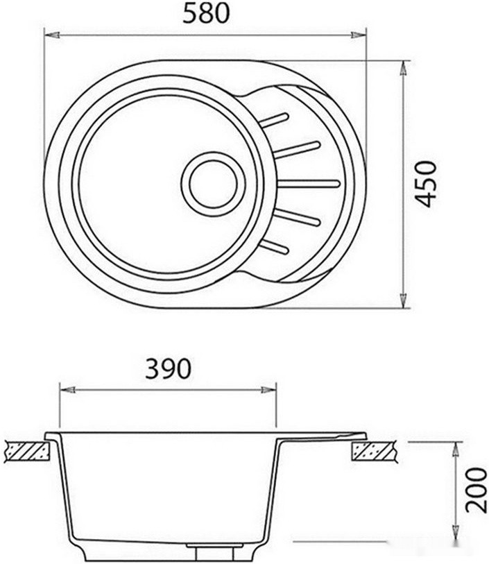 Кухонная мойка GranFest Rondo GF-R580L (иней)
