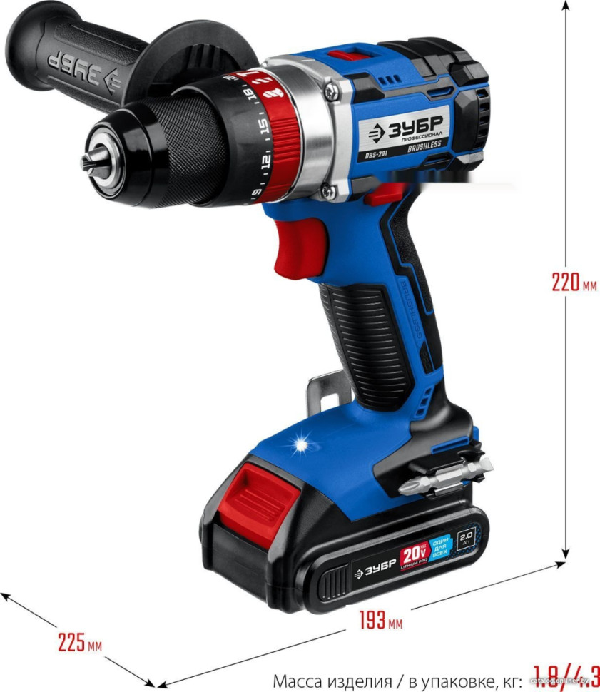 Ударная дрель-шуруповерт ЗУБР Профессионал DBS-201-22 (с 2-мя АКБ, кейс)