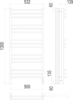 Полотенцесушитель Terminus Прато П15 500x1300 (хром)