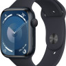 Умные часы Apple Watch Series 9 45 мм (алюминиевый корпус, полуночный/полуночный, спортивный силиконовый ремешок S/M)