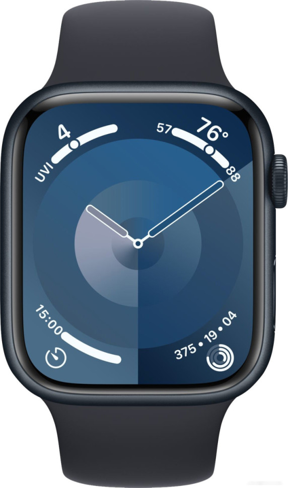 Умные часы Apple Watch Series 9 45 мм (алюминиевый корпус, полуночный/полуночный, спортивный силиконовый ремешок S/M)