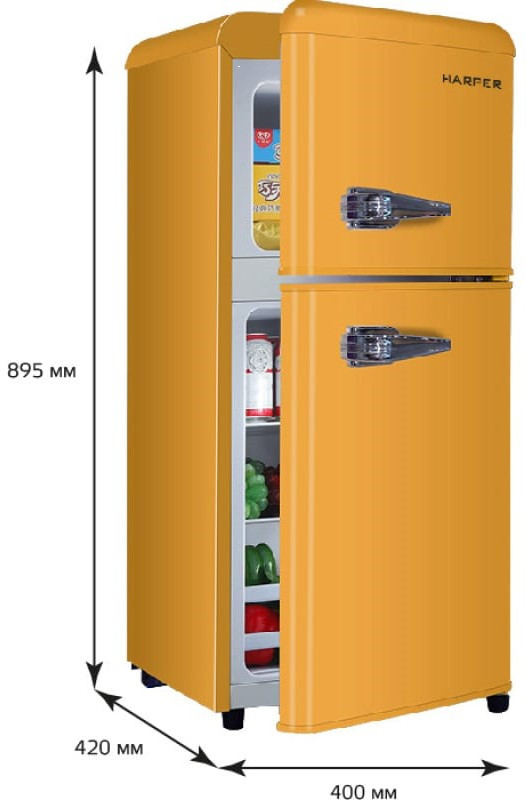 Холодильник с верхней морозильной камерой HARPER HRF-T120M (Orange)