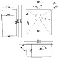 Кухонная мойка ARFEKA AF 450*505 Black PVD Nano