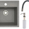 Кухонная мойка БелЭворс Rio + смеситель W74004-9 + дозатор L405-1 (серый/сатин)