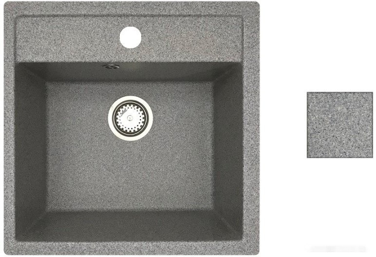 Кухонная мойка БелЭворс Rio + смеситель W74004-9 + дозатор L405-1 (серый/сатин)