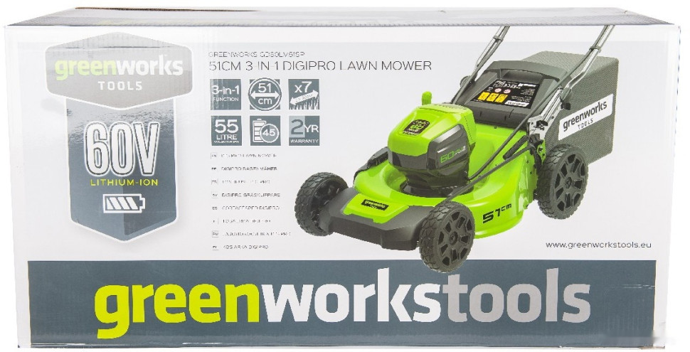 Газонокосилка Greenworks GD60LM51SPK4 (c 1-м АКБ 4 Ah)