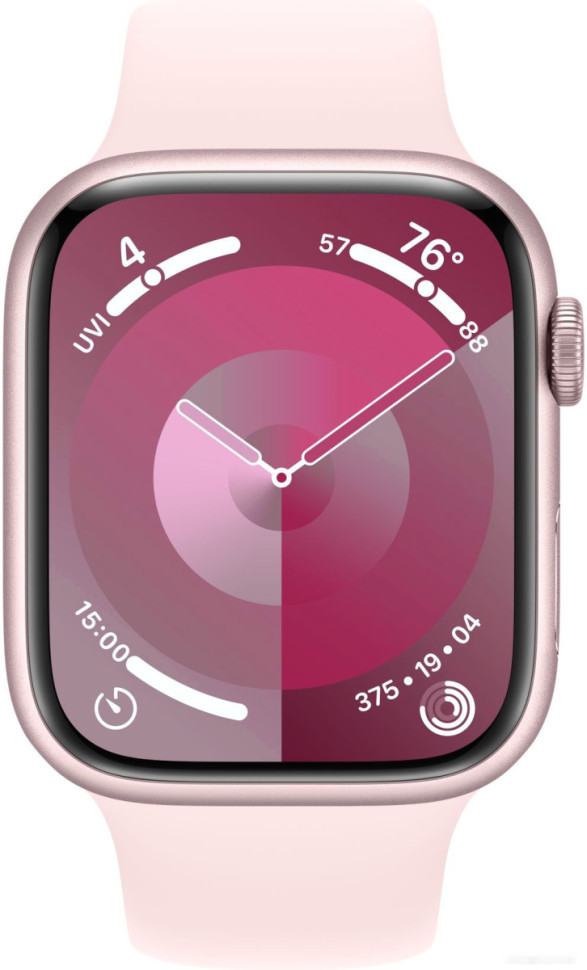 Умные часы Apple Watch Series 9 45 мм (алюминиевый корпус, розовый/розовый, спортивный силиконовый ремешок M/L)