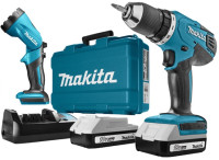 Дрель-шуруповерт Makita DF457DWLE (с 2-мя АКБ, фонарь, кейс)