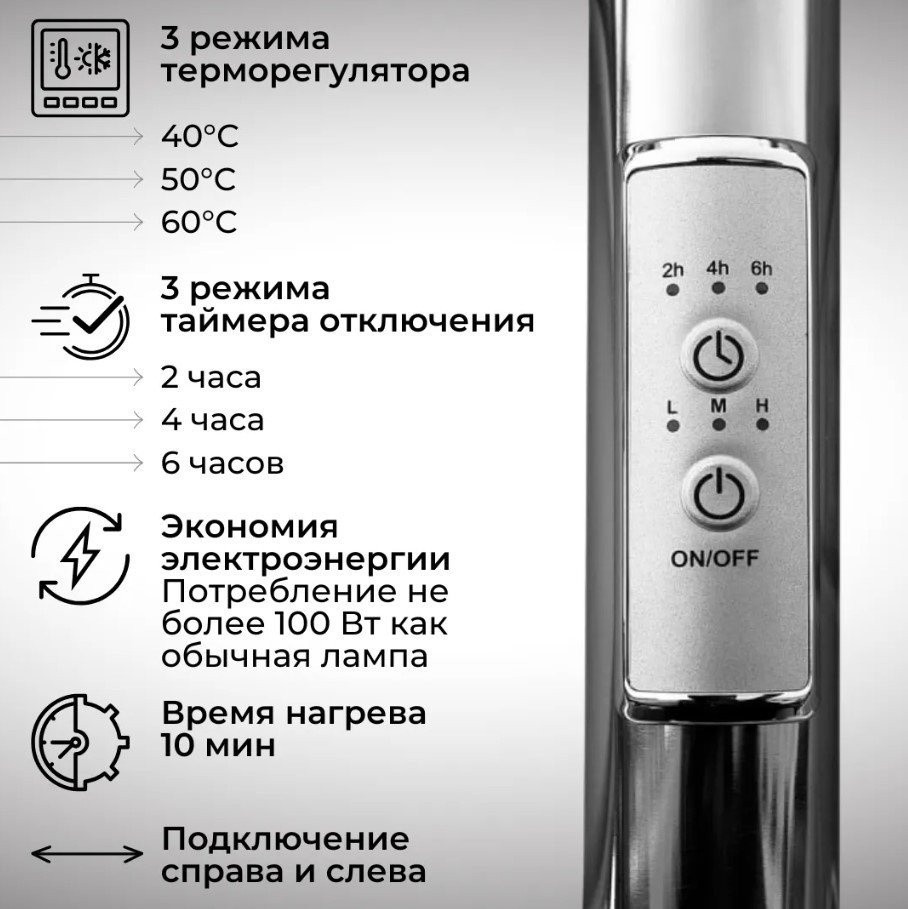 Полотенцесушитель Маргроид Ferrum Вид 81/10 СНШ 80x50 (графит, таймер справа)