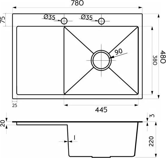 Кухонная мойка Axus LS-7848BD