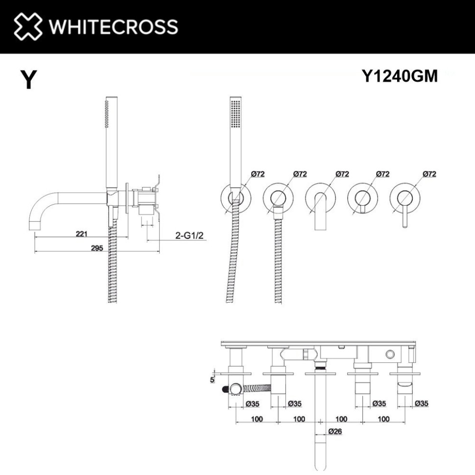 Смеситель Whitecross Y Y1240GM (оружейная сталь)