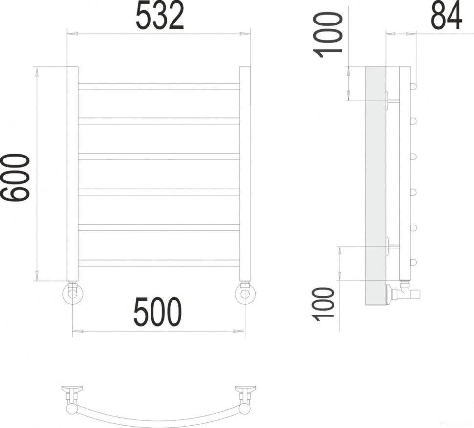 Полотенцесушитель Terminus Классик П6 500x600 нп (матовое золото)