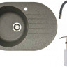Кухонная мойка БелЭворс Rondo L + смеситель W74004-9 + дозатор L405-1 (серый/сатин)